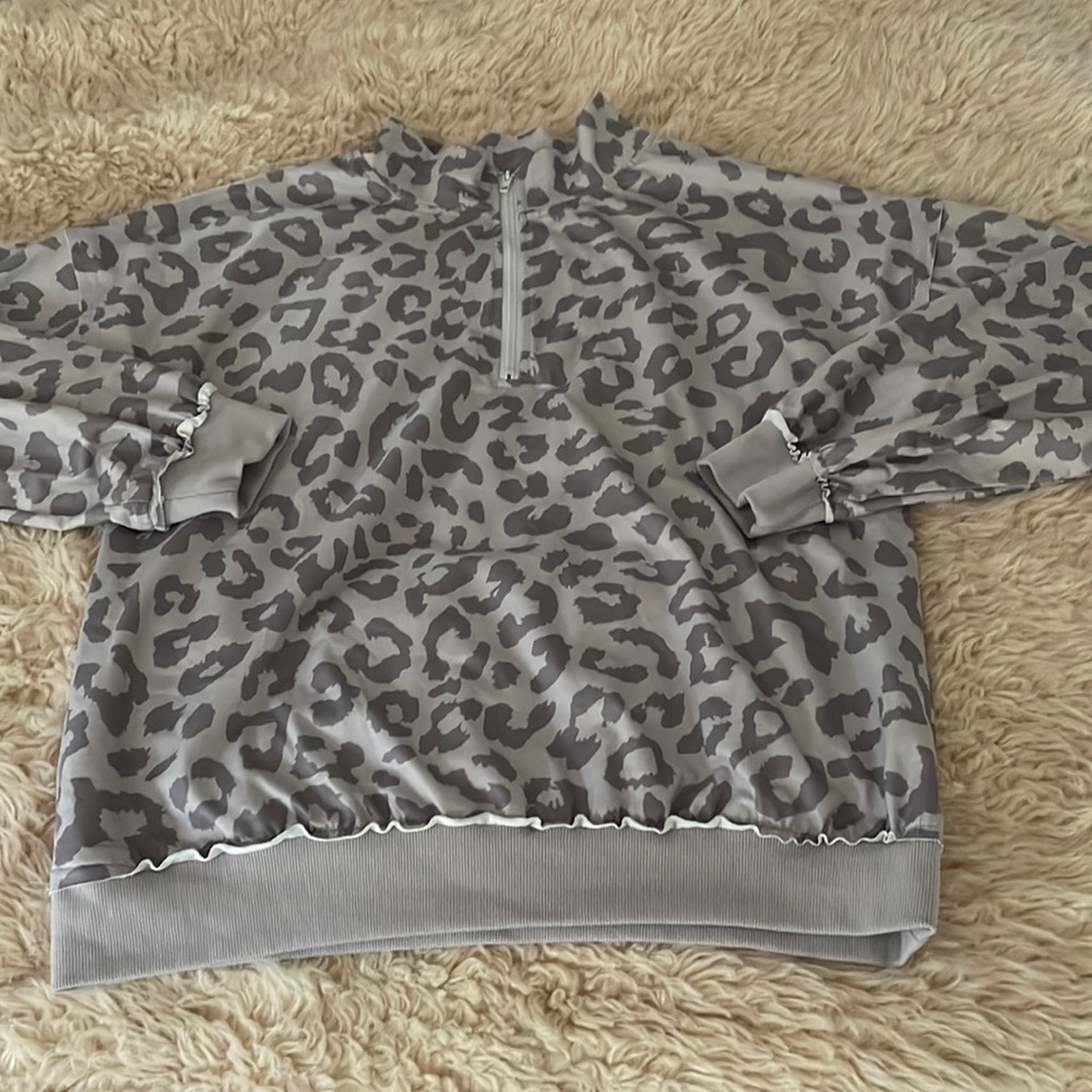 SHEIN Leopard Print Pullover.  Grey size Large